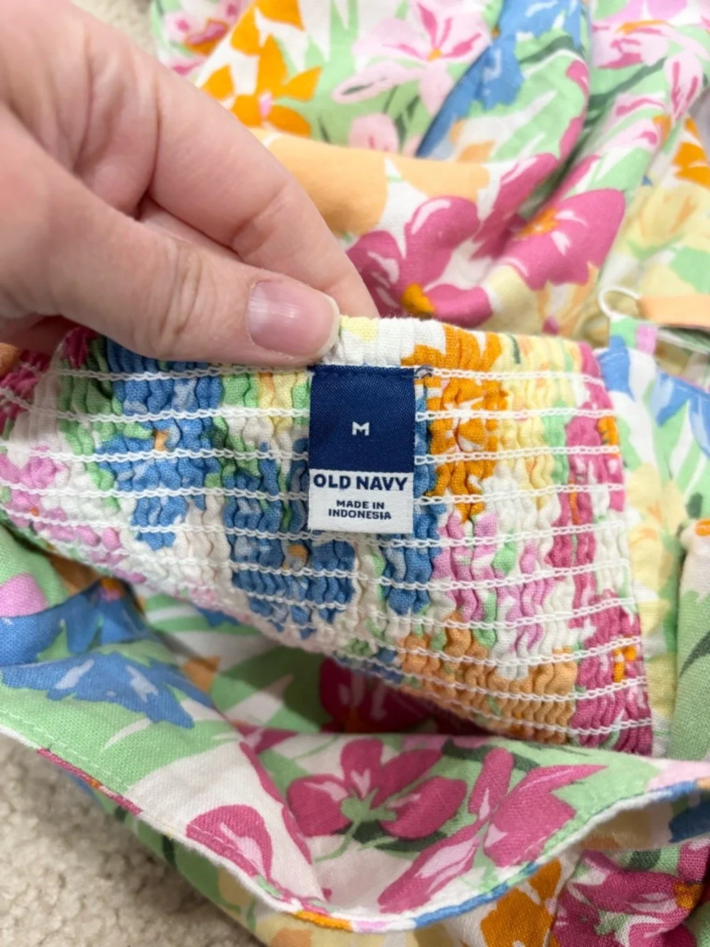 Old Navy Floral Colorful Tropical Linen Blend Mini Dress Vacation Cruise Sz M - Picture 5 of 6